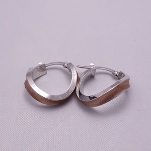 14K Rose & White Gold Earrings - Made in Italy